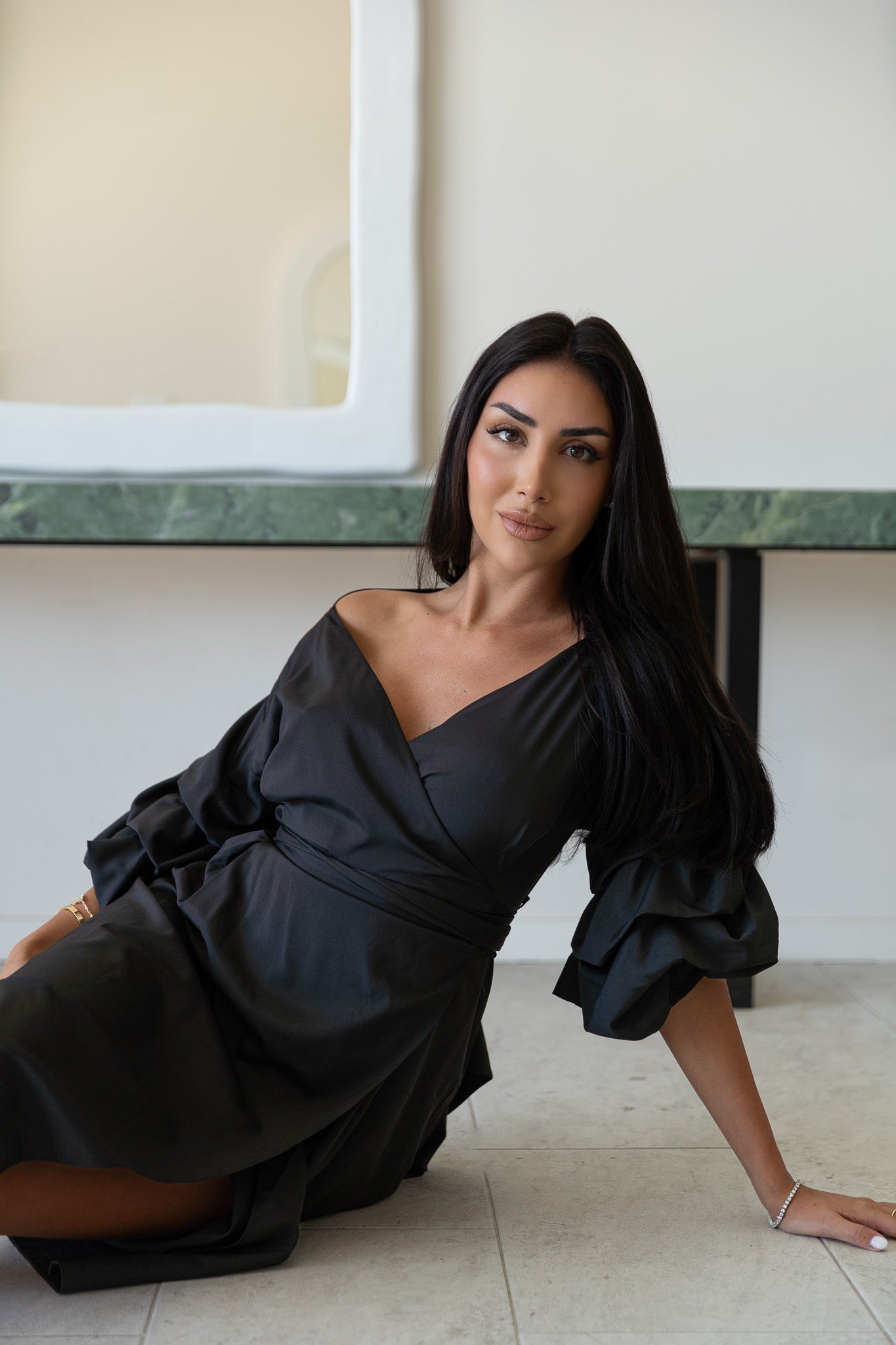 Puff Sleeve Wrap Dress
