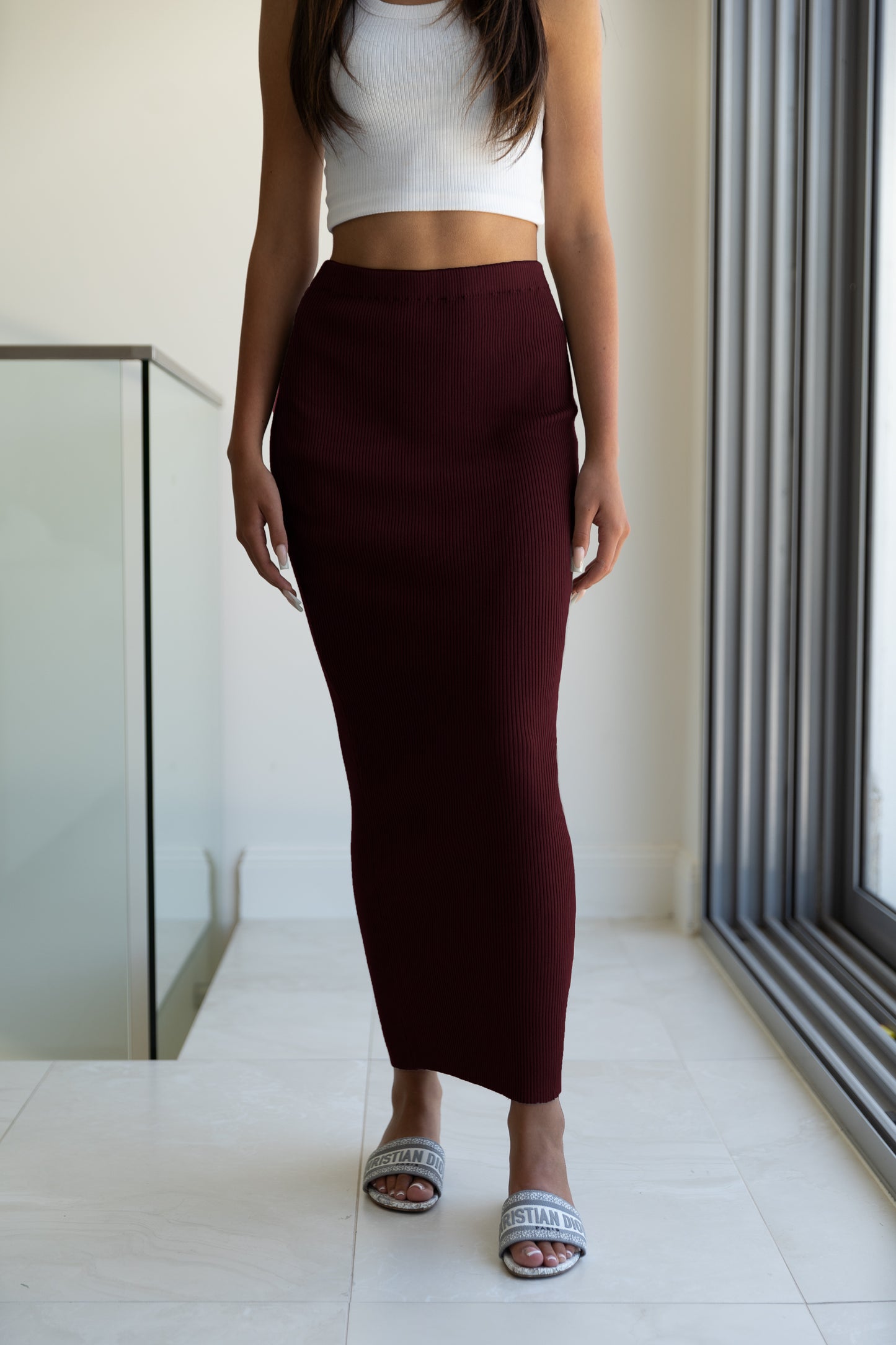 Rib-Knit Pencil Skirt